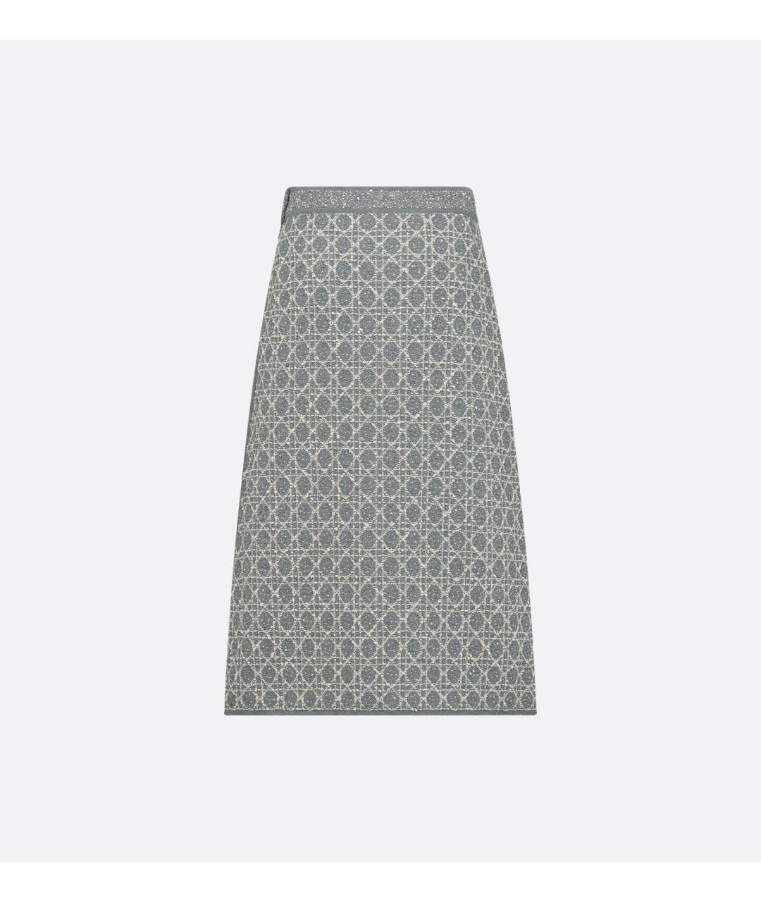 CHRISTIAN DIOR Серая хлопковая юбка миди, фото 2