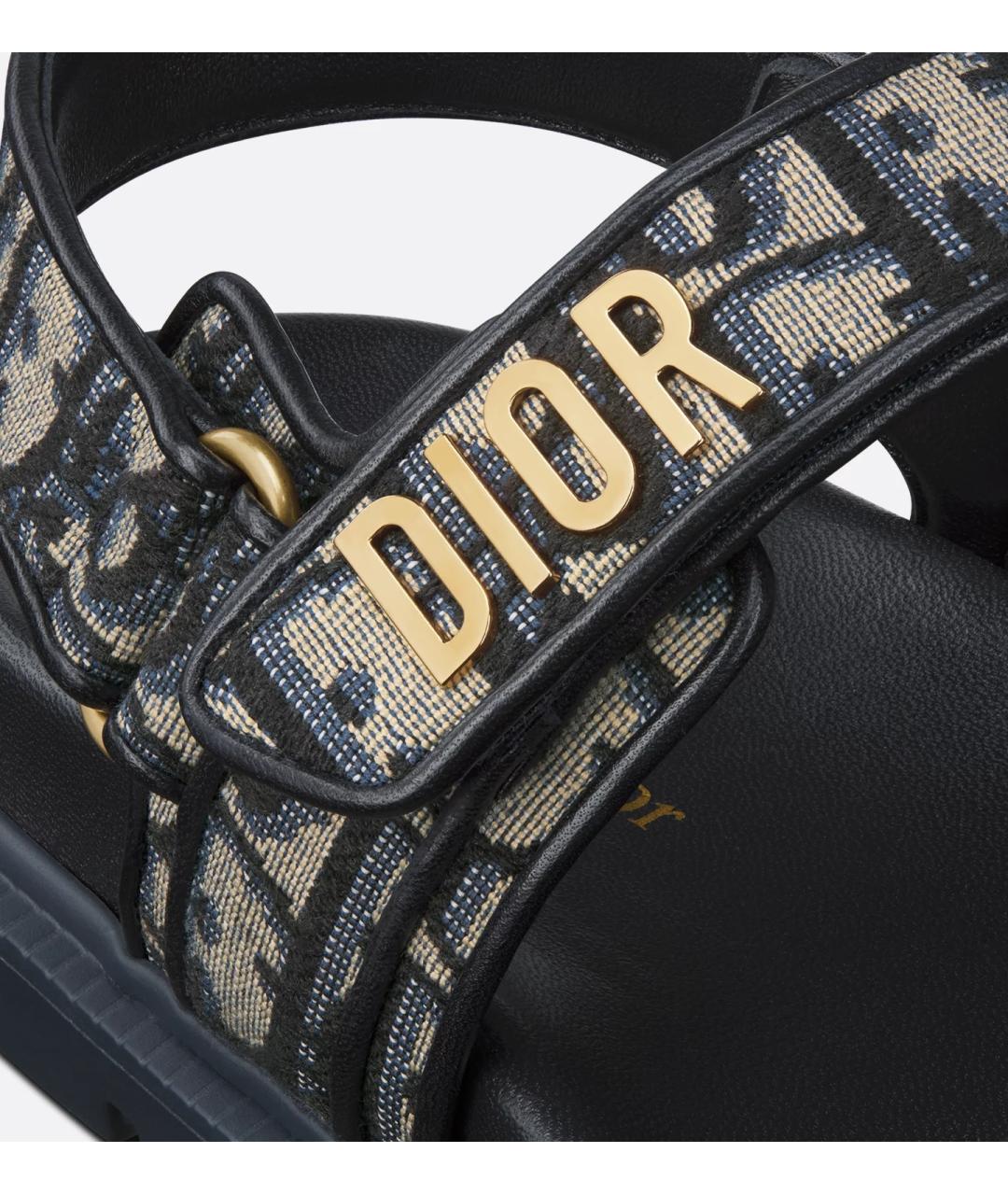 CHRISTIAN DIOR Синие текстильные сандалии, фото 4