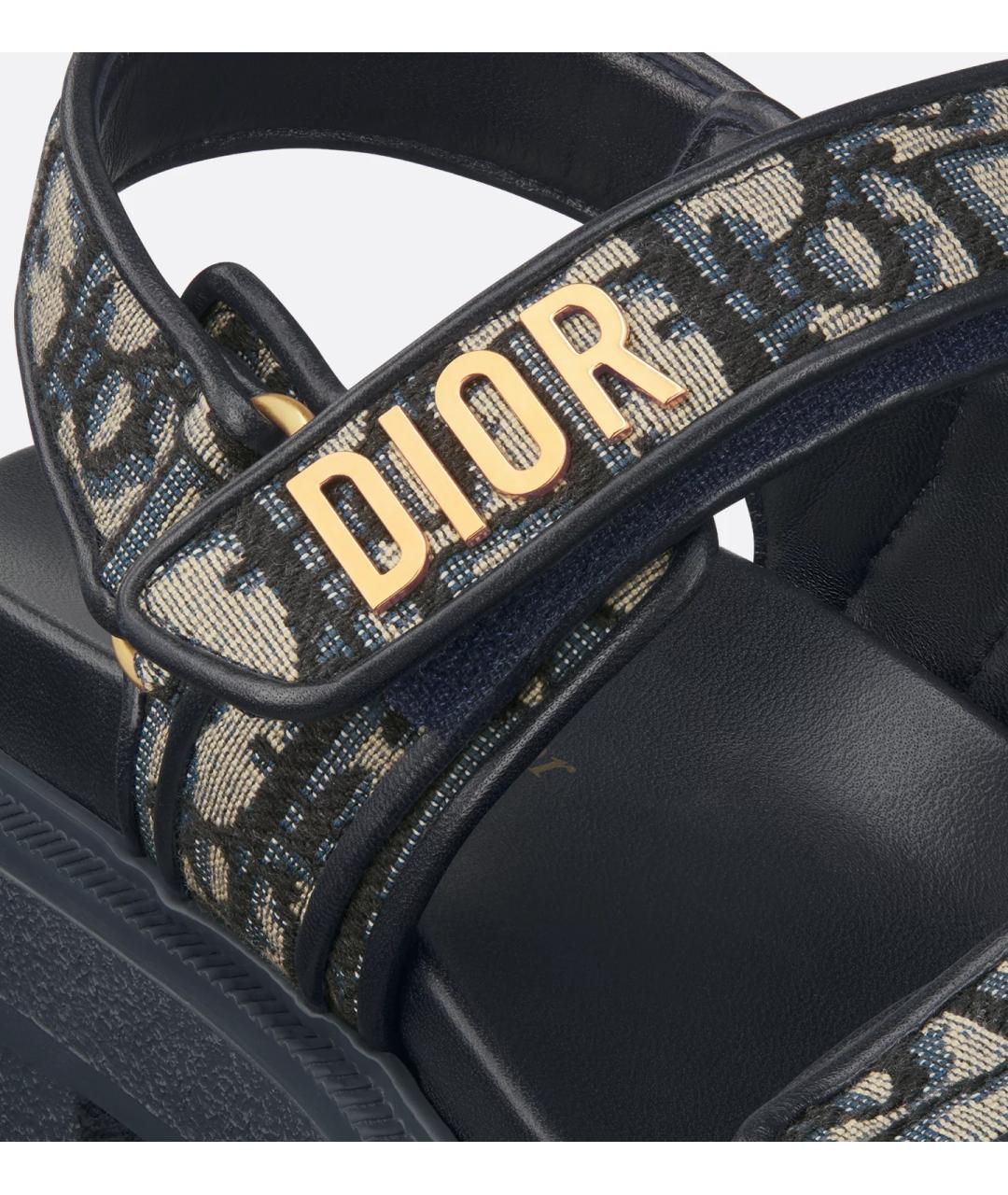 CHRISTIAN DIOR Синие текстильные сандалии, фото 5