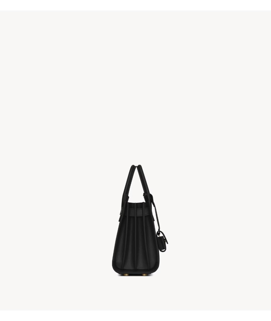 SAINT LAURENT Черная кожаная сумка с короткими ручками, фото 4