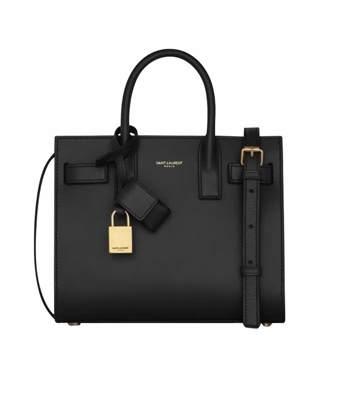 SAINT LAURENT Черная кожаная сумка с короткими ручками, фото 1