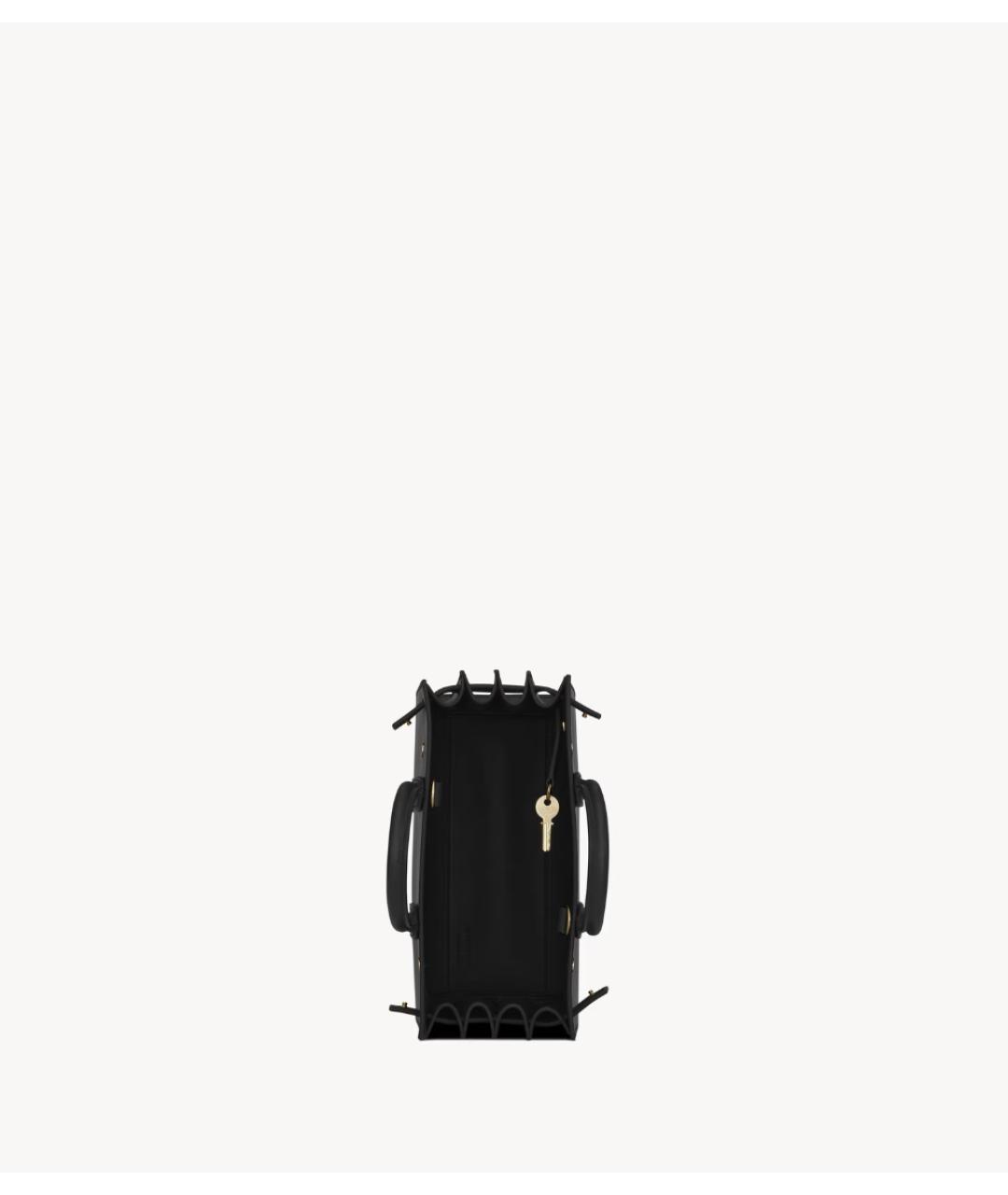 SAINT LAURENT Черная кожаная сумка с короткими ручками, фото 6
