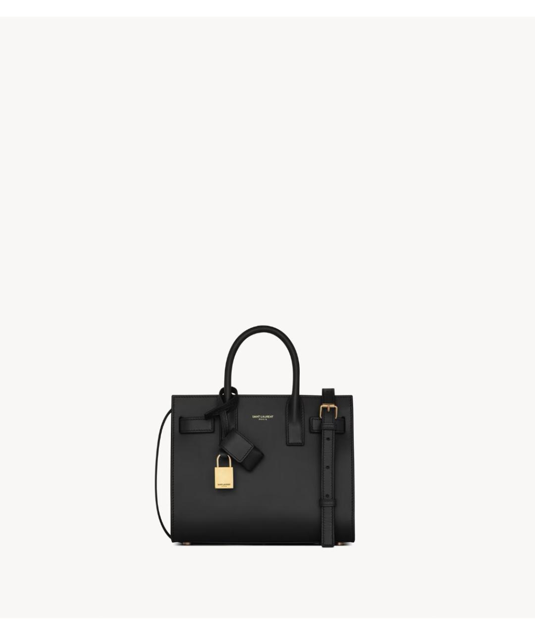 SAINT LAURENT Черная кожаная сумка с короткими ручками, фото 7