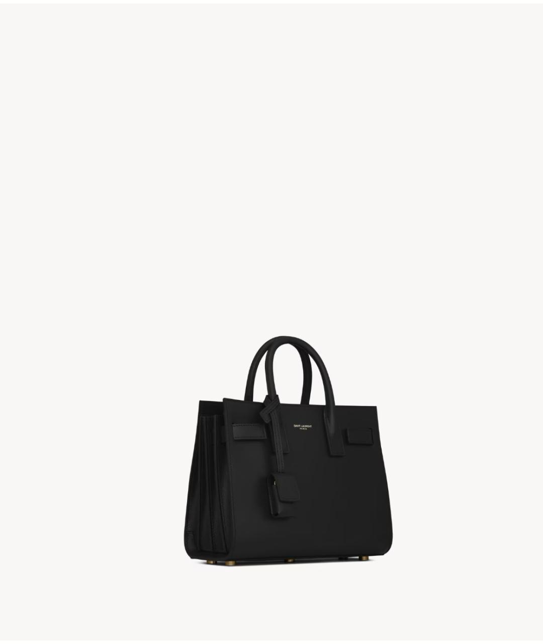 SAINT LAURENT Черная кожаная сумка с короткими ручками, фото 5