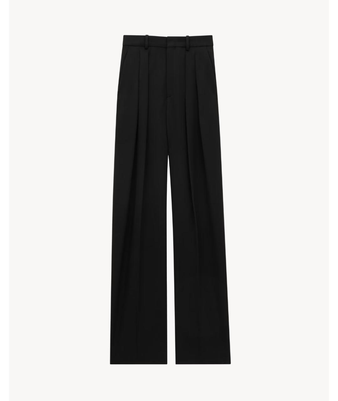 SAINT LAURENT Черные шерстяные брюки широкие, фото 3