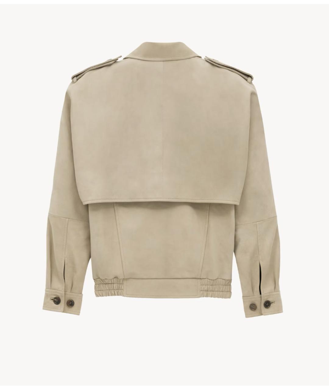 SAINT LAURENT Бежевая кожаная куртка, фото 4