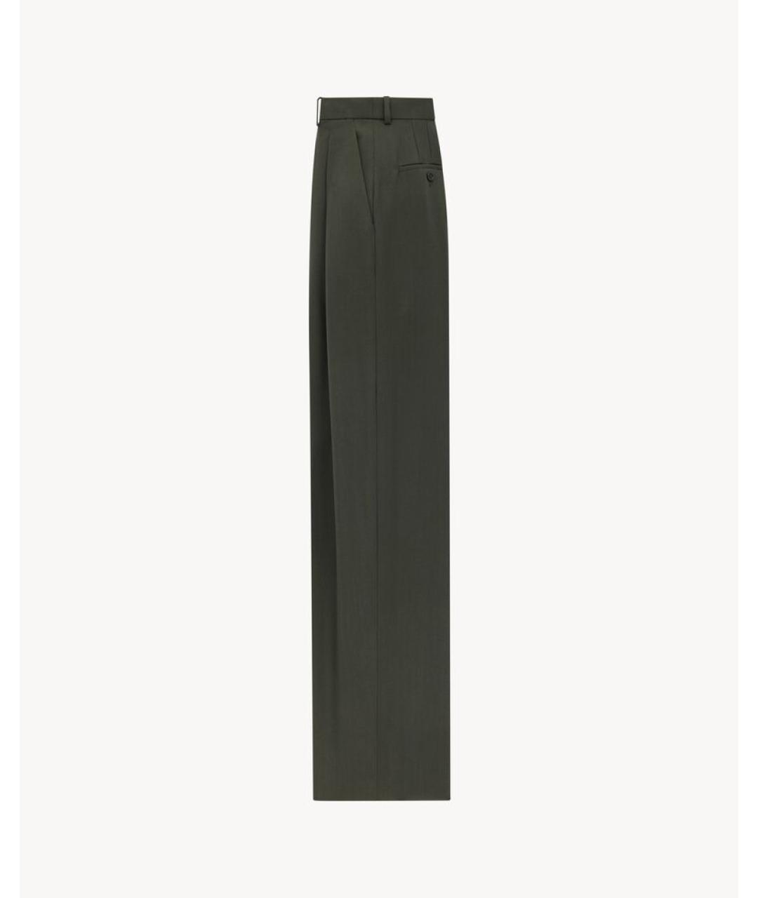 SAINT LAURENT Хаки шерстяные брюки широкие, фото 2