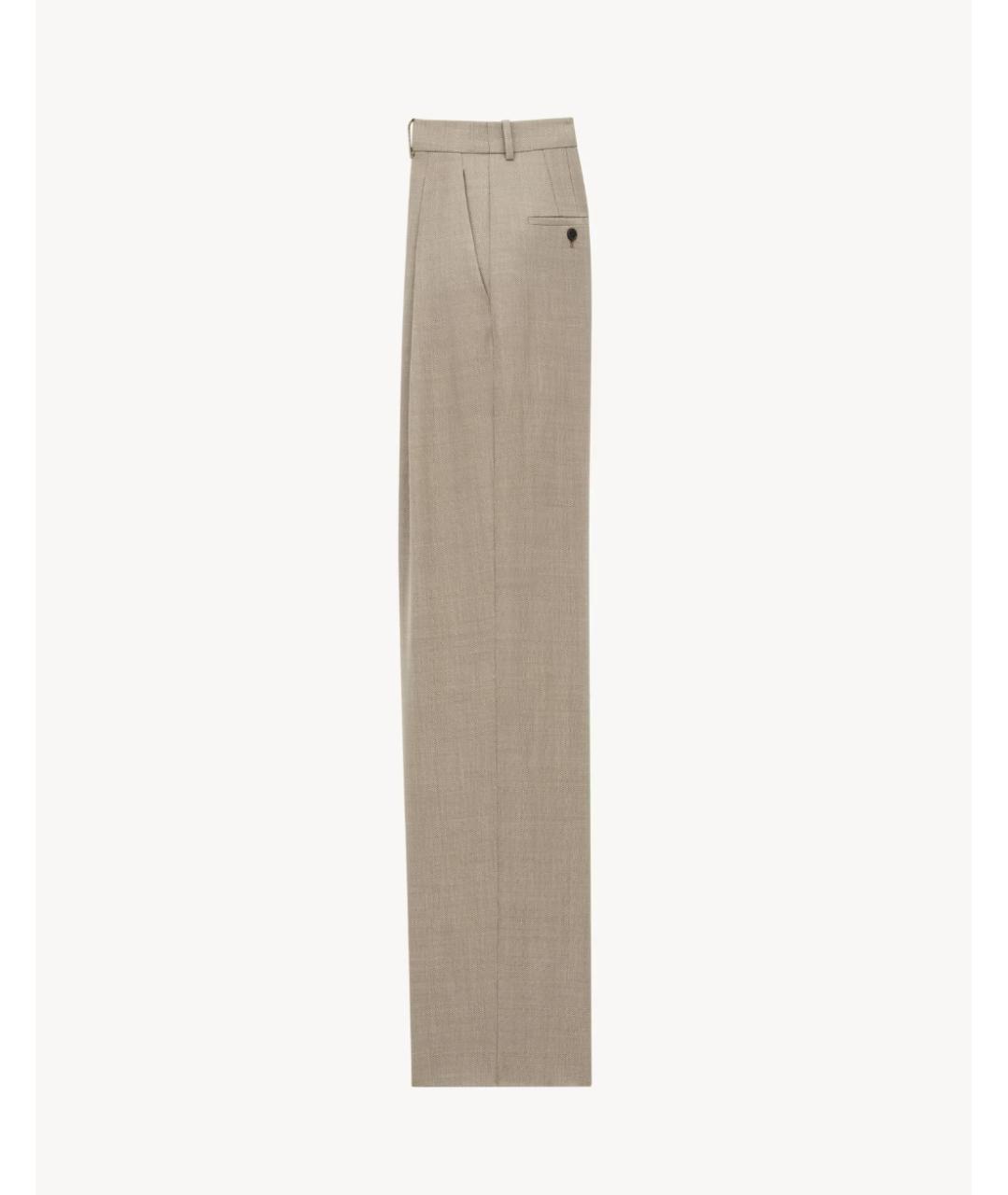 SAINT LAURENT Бежевые шерстяные брюки широкие, фото 2
