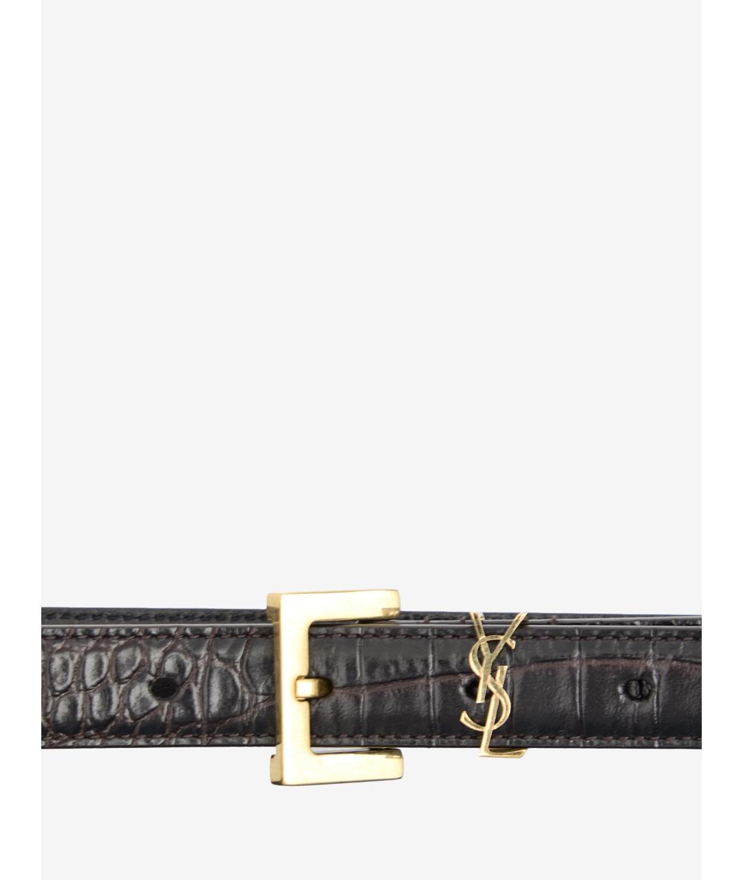 SAINT LAURENT Черный кожаный ремень, фото 3
