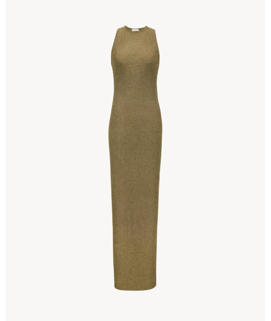 SAINT LAURENT Золотое вискозное коктейльное платье, фото 4