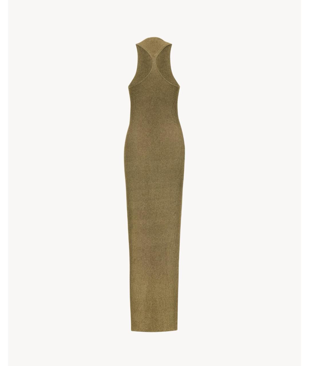 SAINT LAURENT Золотое вискозное коктейльное платье, фото 3