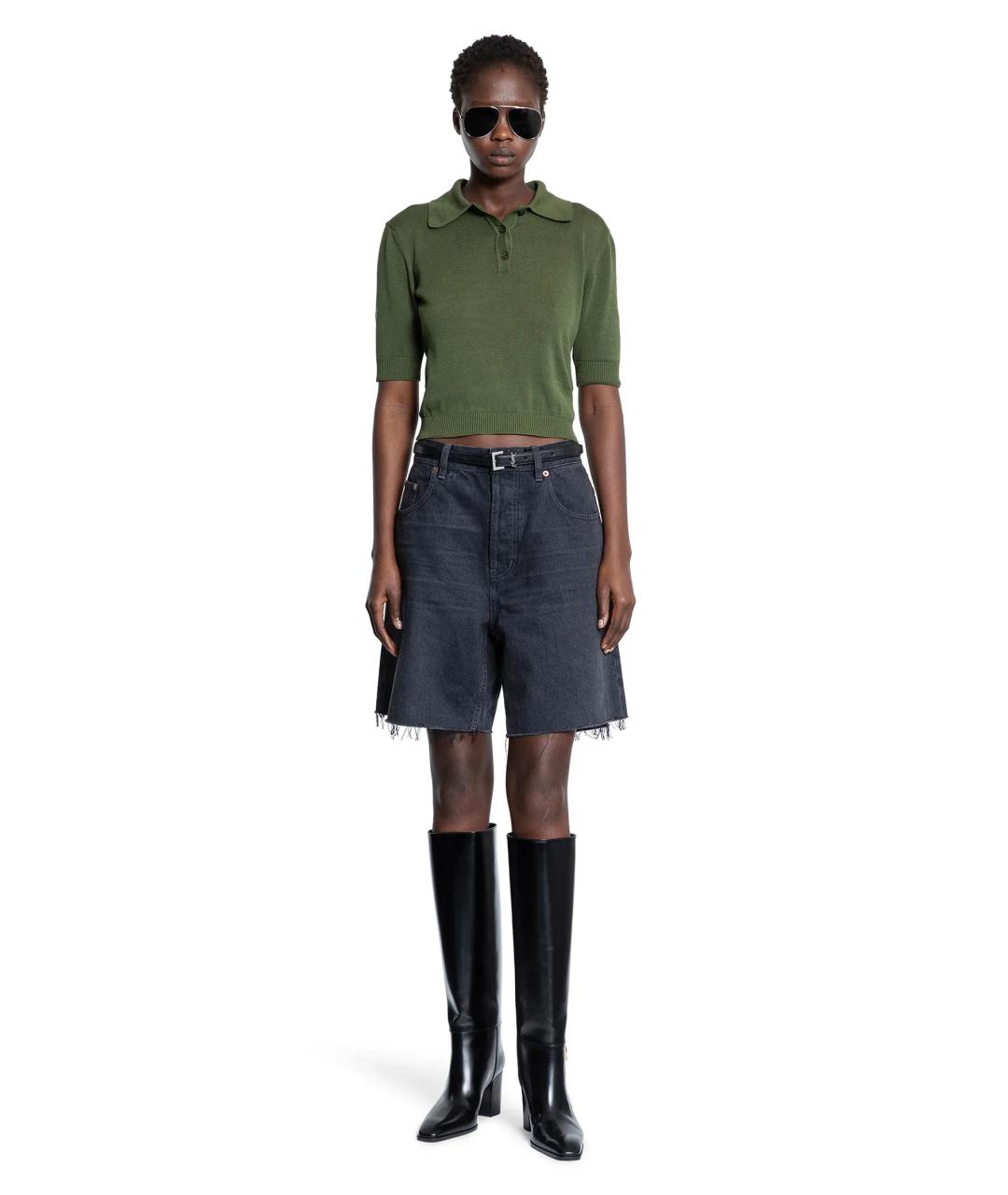 SAINT LAURENT Черные хлопковые прямые джинсы, фото 3