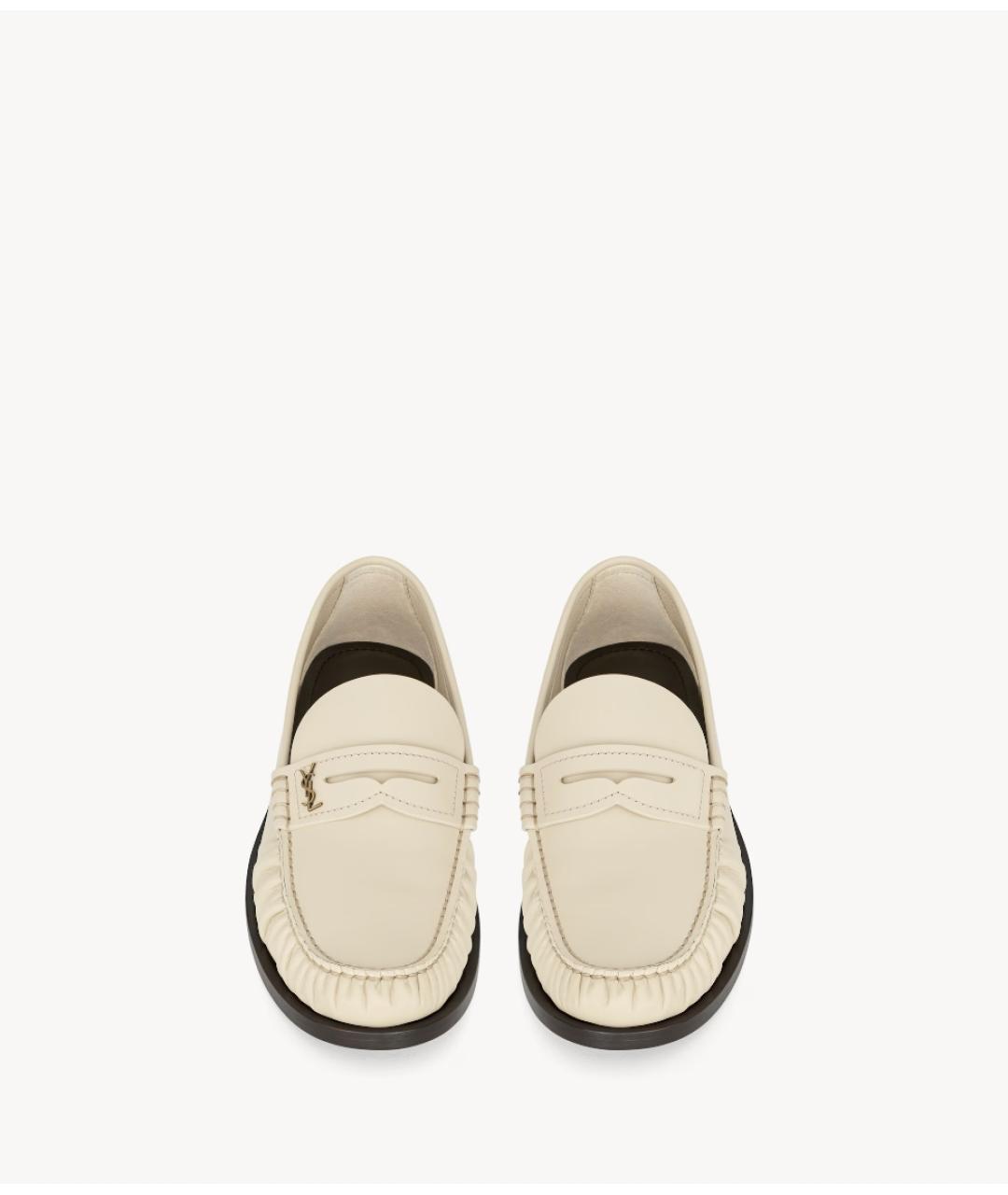 SAINT LAURENT Белые кожаные лоферы, фото 5