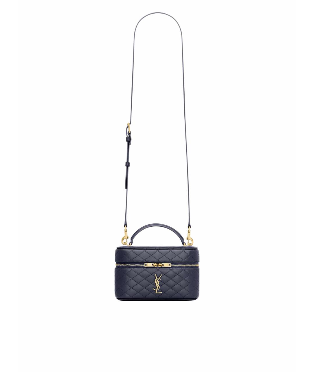 SAINT LAURENT Синяя кожаная сумка с короткими ручками, фото 1