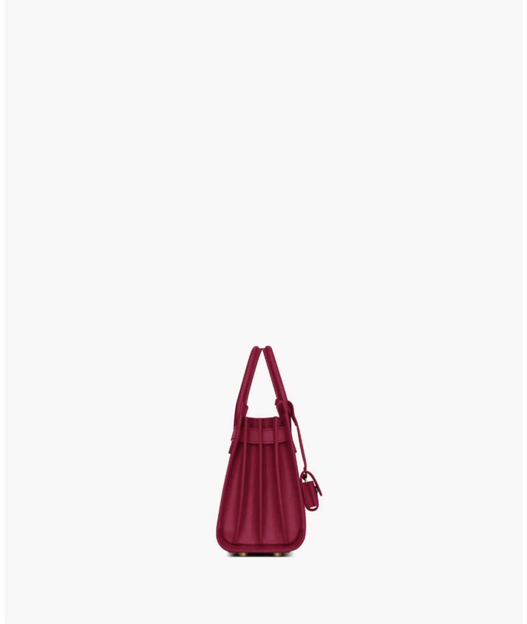 SAINT LAURENT Фуксия кожаная сумка с короткими ручками, фото 4