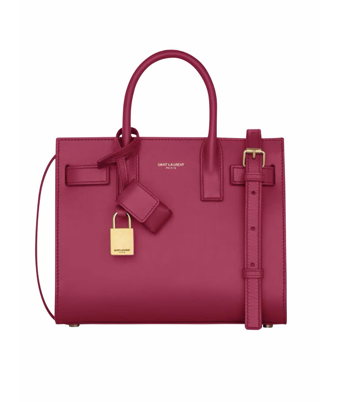 SAINT LAURENT Фуксия кожаная сумка с короткими ручками, фото 1