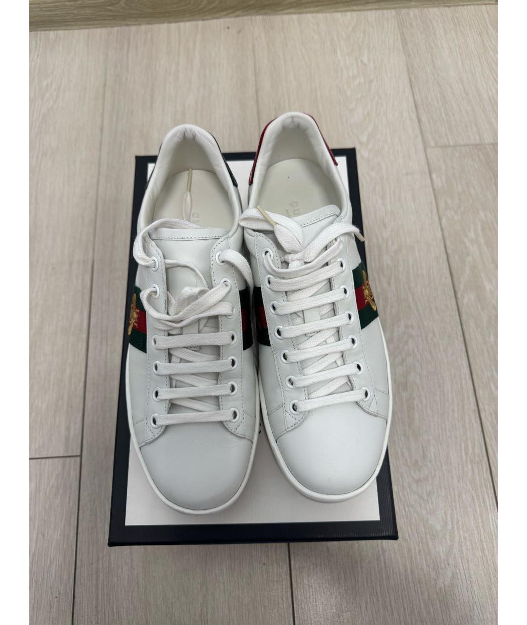 GUCCI Белые кожаные кеды, фото 2