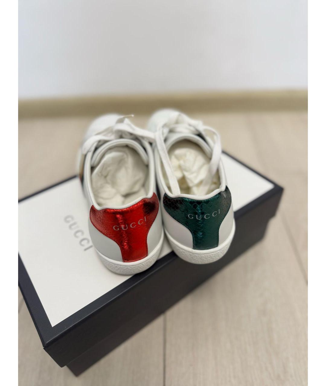 GUCCI Белые кожаные кеды, фото 3
