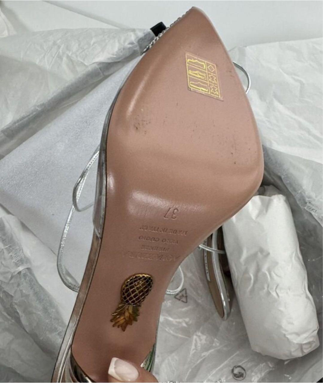 AQUAZZURA Серебряные резиновые туфли, фото 3
