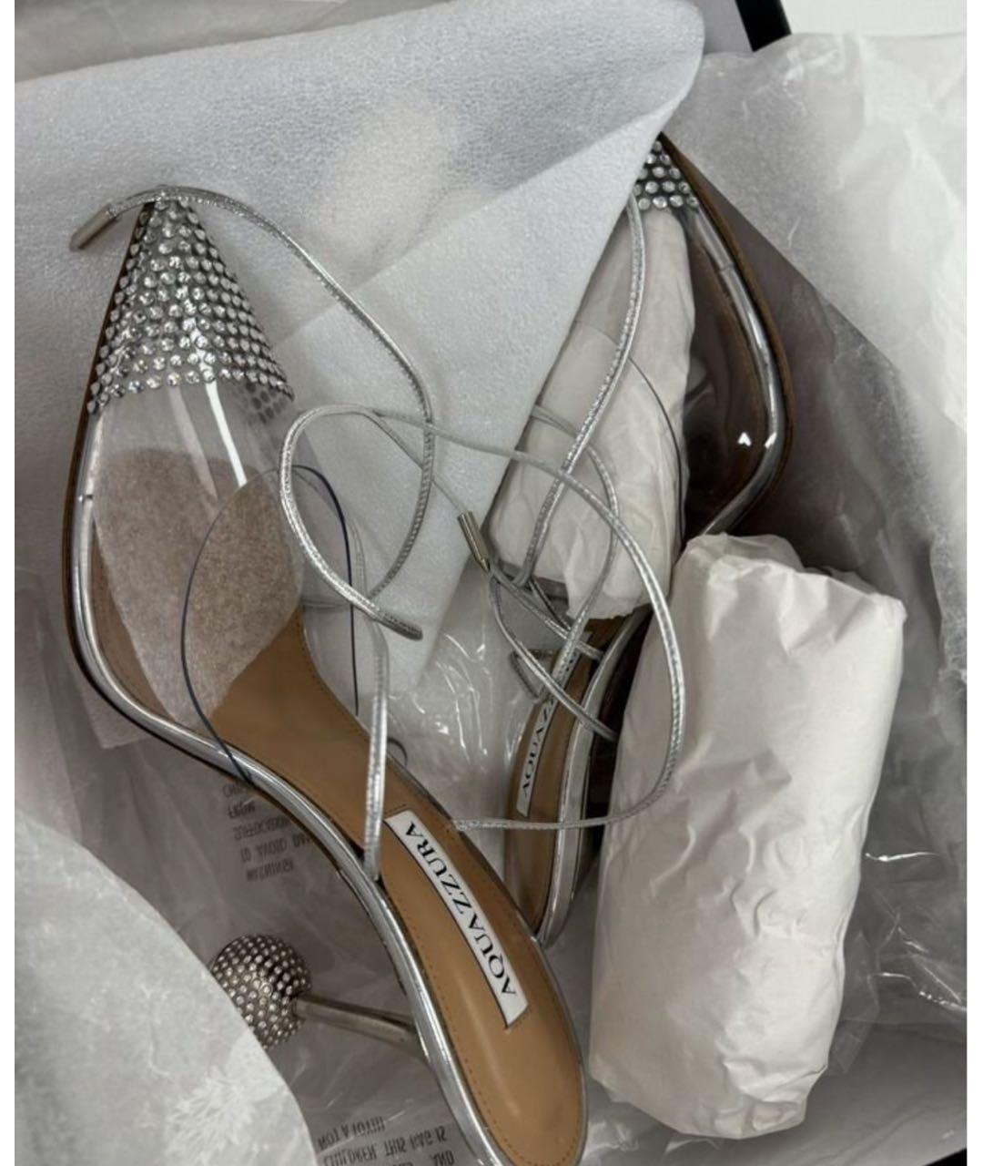 AQUAZZURA Серебряные резиновые туфли, фото 8