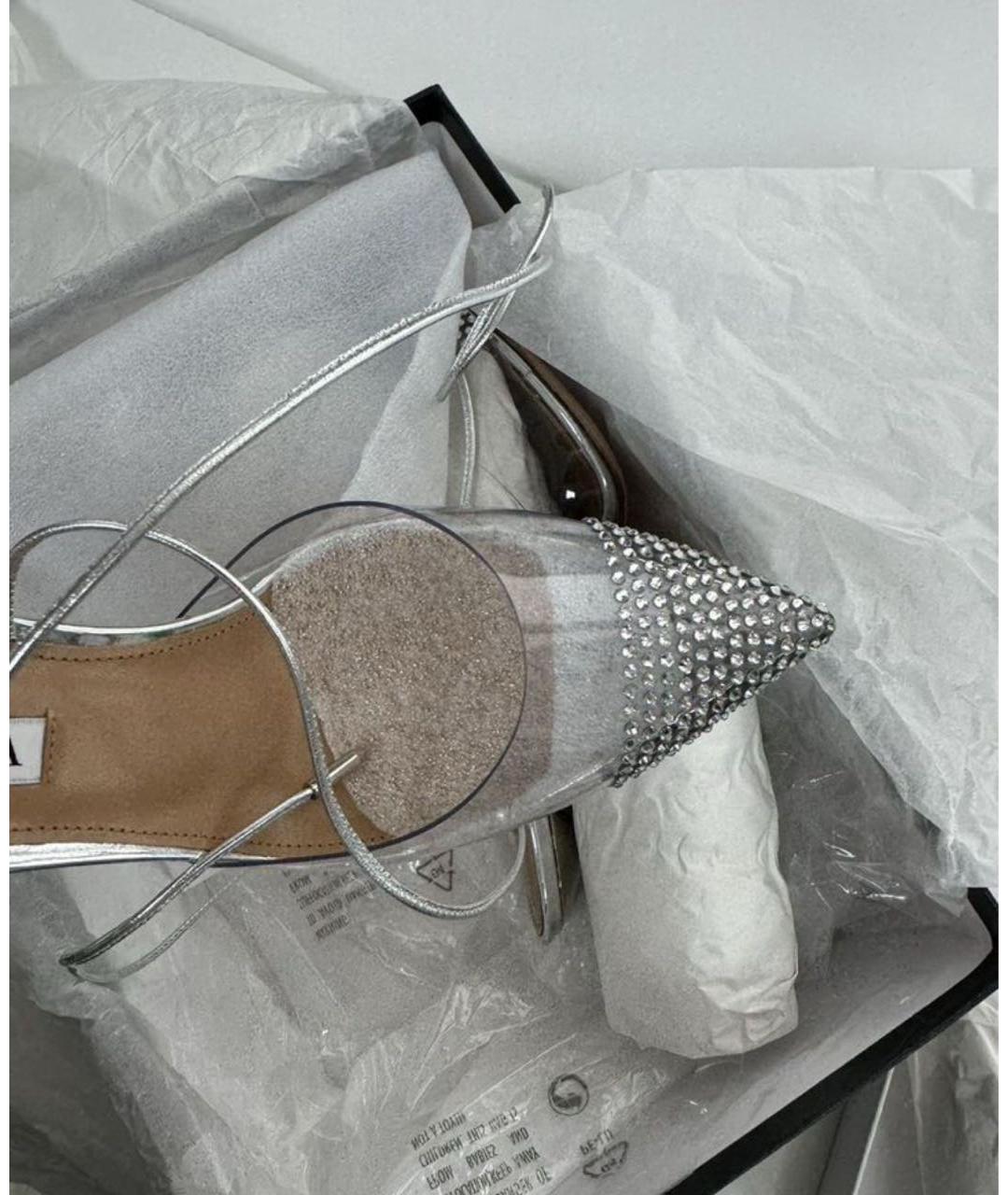 AQUAZZURA Серебряные резиновые туфли, фото 4