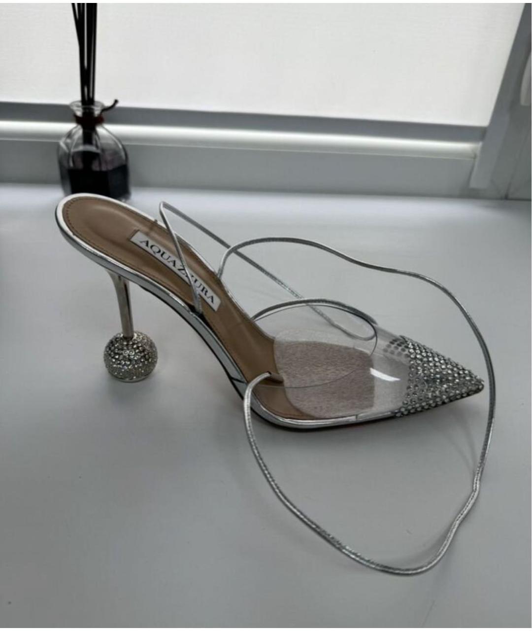AQUAZZURA Серебряные резиновые туфли, фото 6