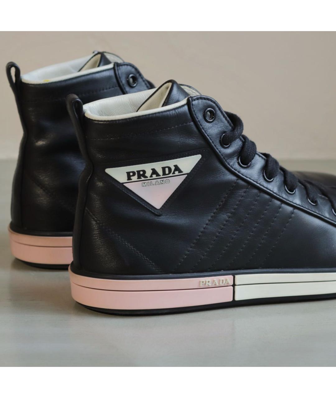 PRADA Черные кожаные кеды, фото 5