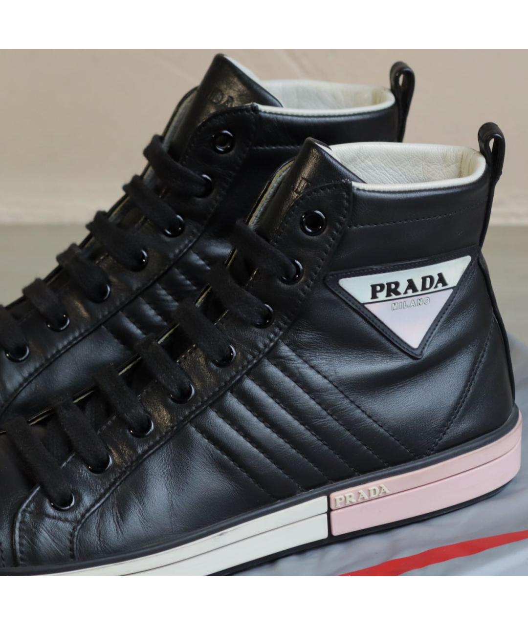PRADA Черные кожаные кеды, фото 7