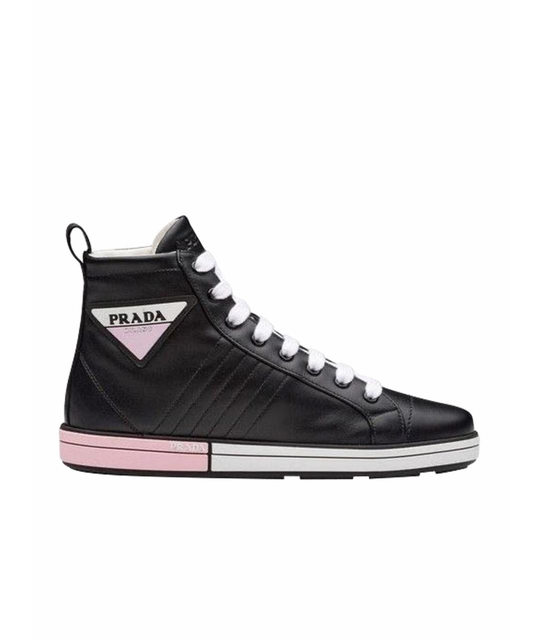 PRADA Черные кожаные кеды, фото 1