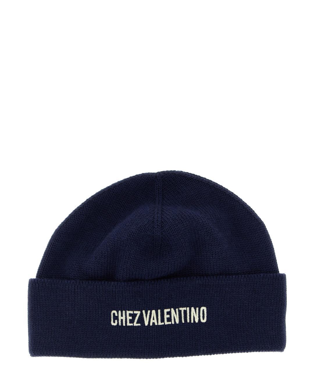 VALENTINO Темно-синяя хлопковая шапка, фото 1
