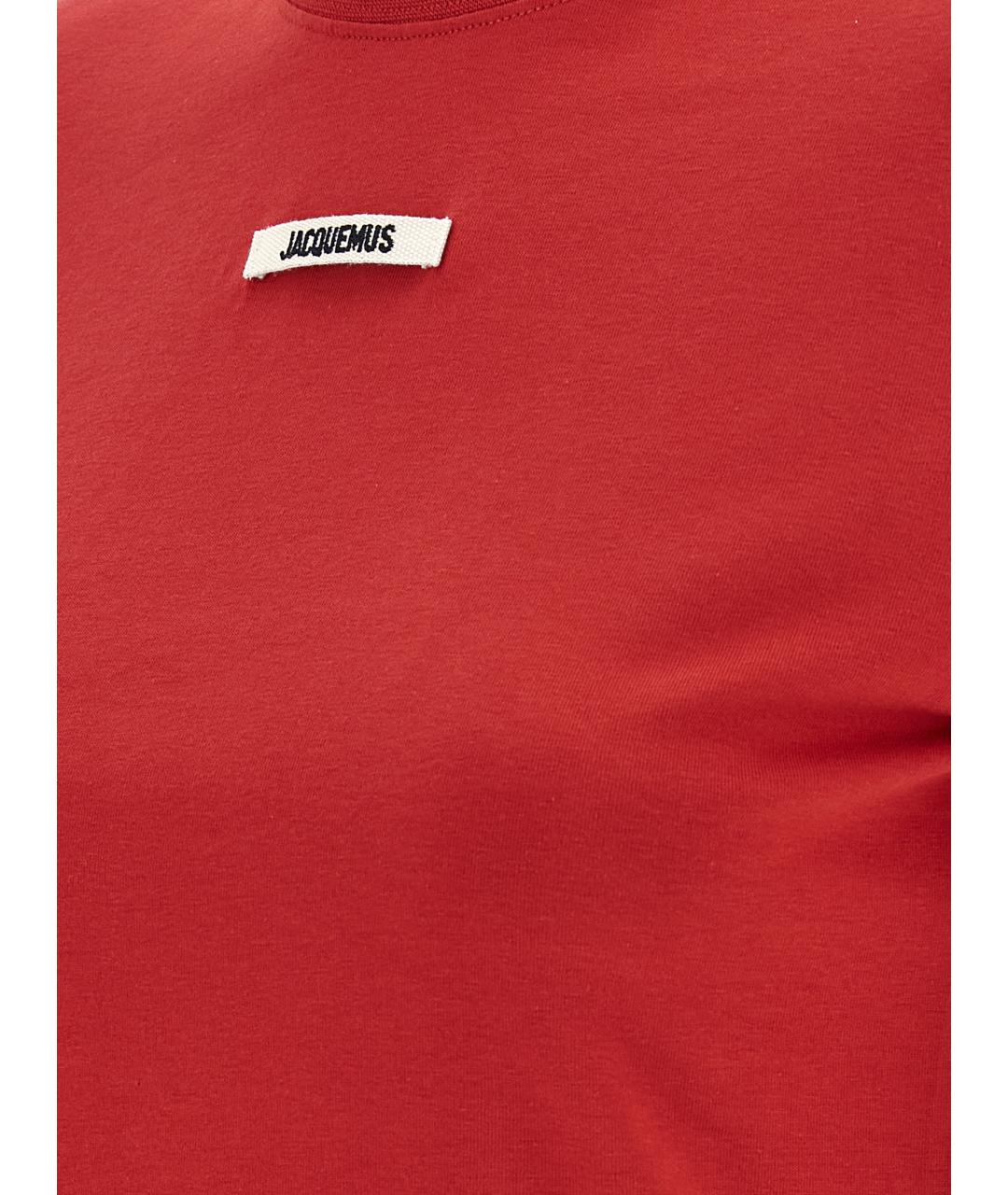 JACQUEMUS Красная хлопковая футболка, фото 4