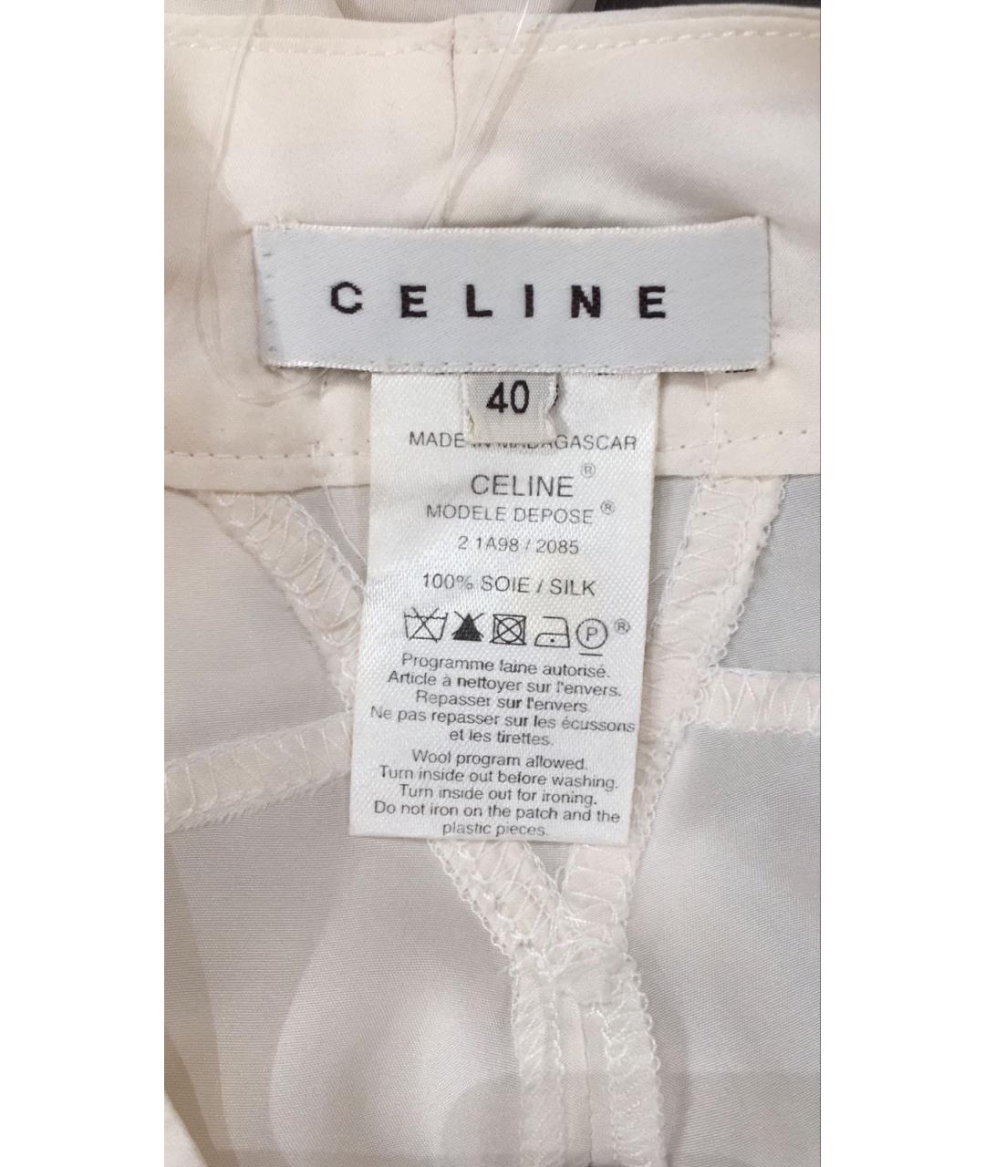CELINE Белые шелковые брюки широкие, фото 6