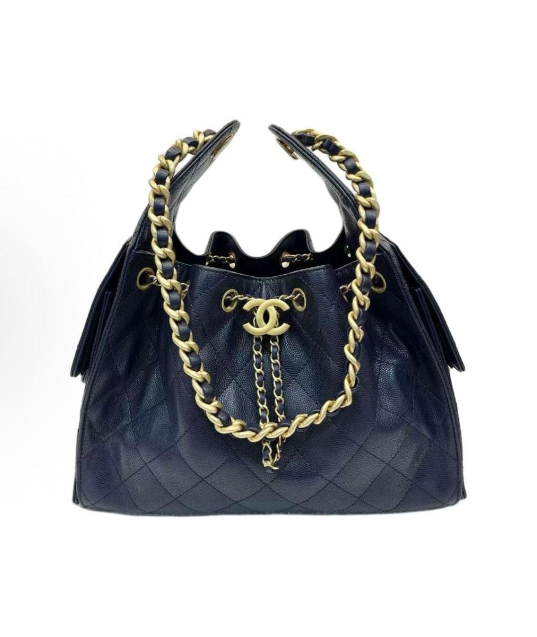 CHANEL Темно-синяя кожаная сумка через плечо, фото 1