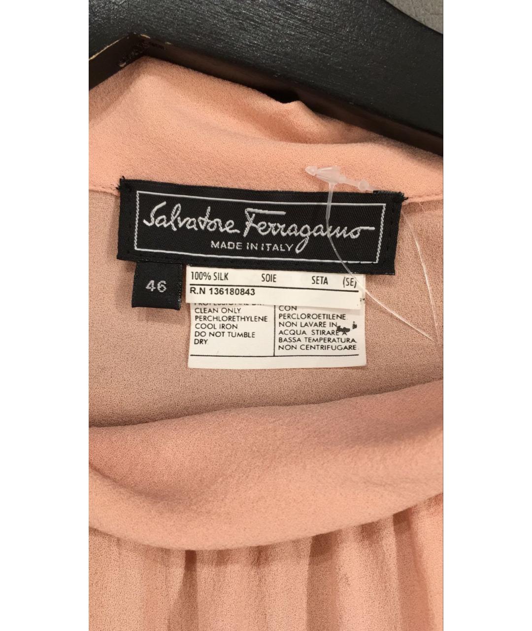 FERRAGAMO Розовая шелковая блузы, фото 6