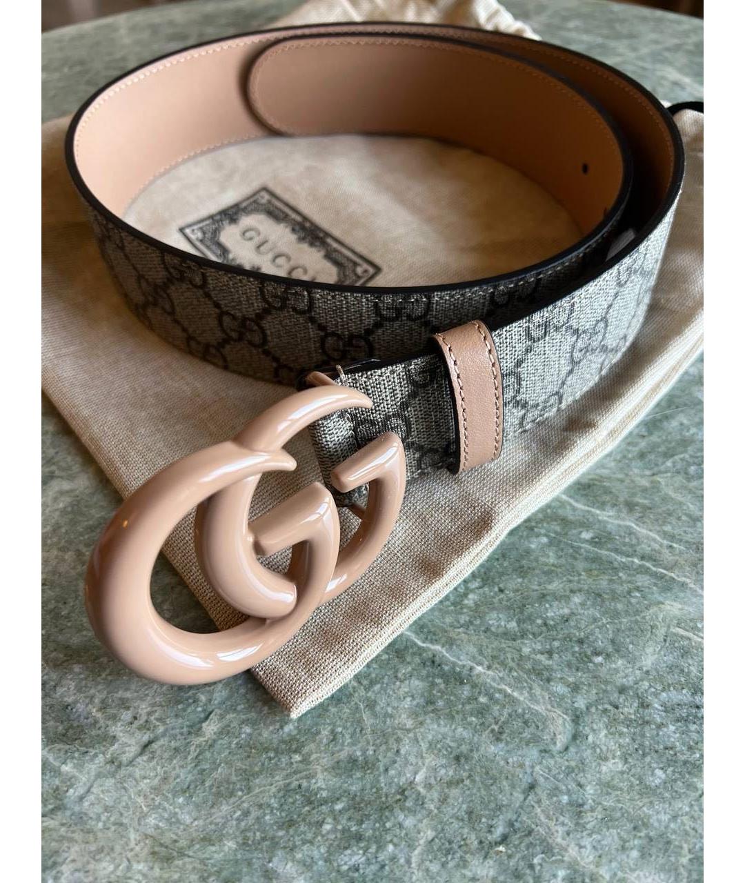 GUCCI Бежевый кожаный ремень, фото 6