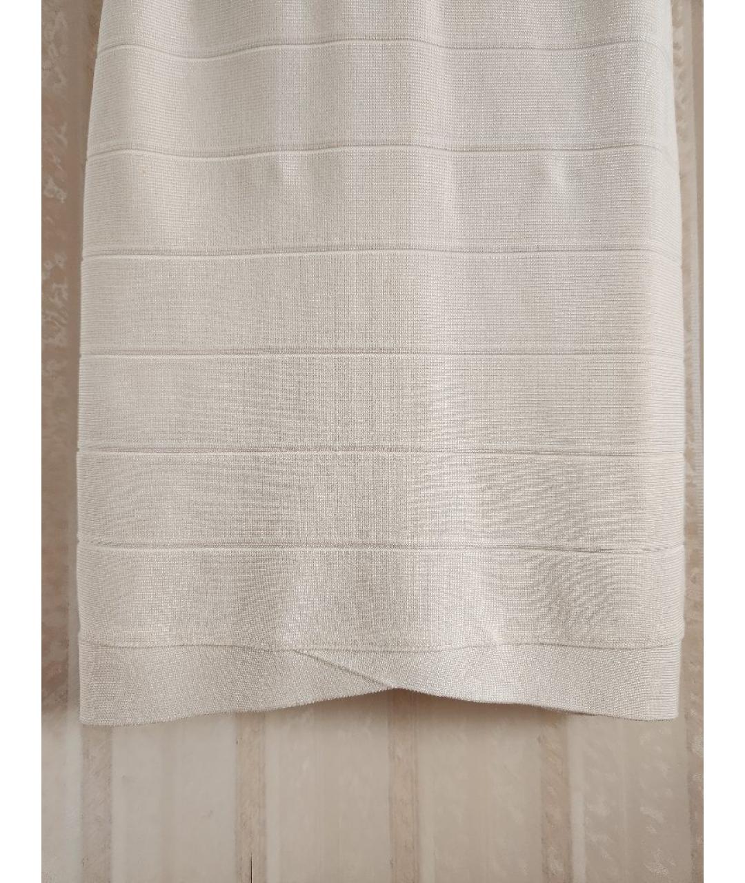 HERVE LEGER Белое вискозное коктейльное платье, фото 3