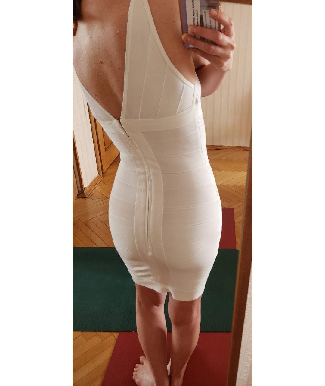 HERVE LEGER Белое вискозное коктейльное платье, фото 4