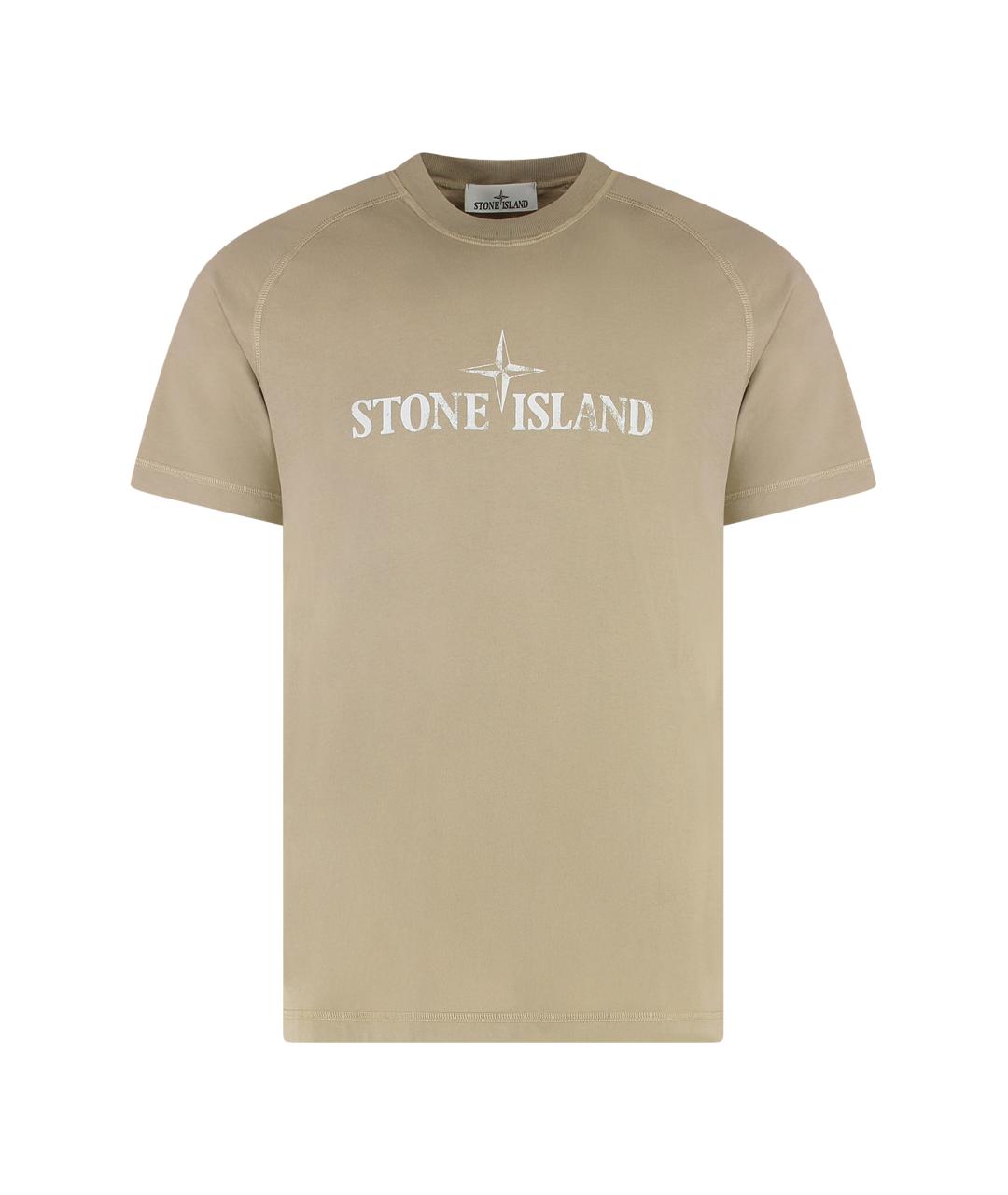 STONE ISLAND Бежевая хлопковая футболка, фото 1