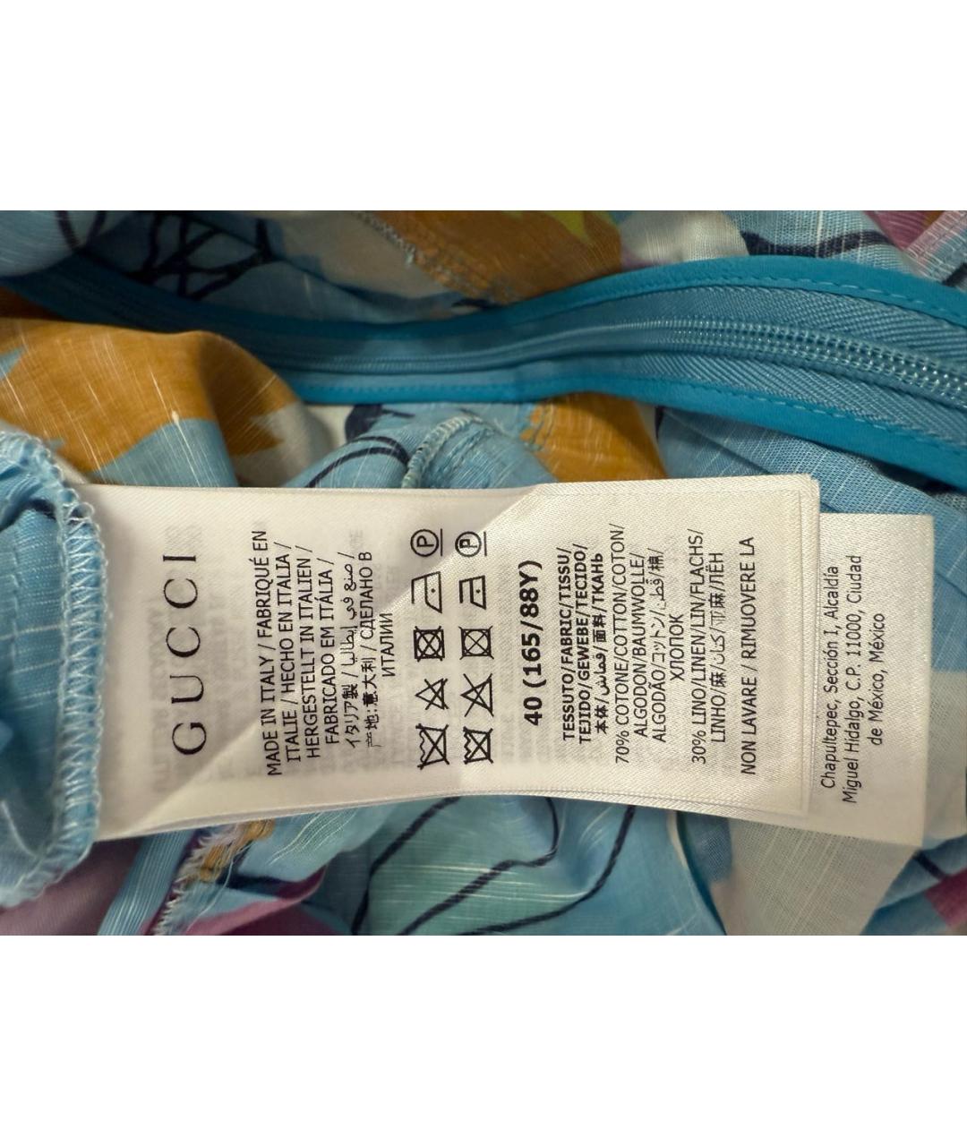 GUCCI Голубое хлопковое повседневное платье, фото 6