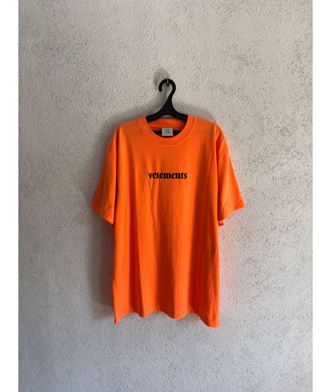 VETEMENTS Оранжевая хлопковая футболка, фото 4