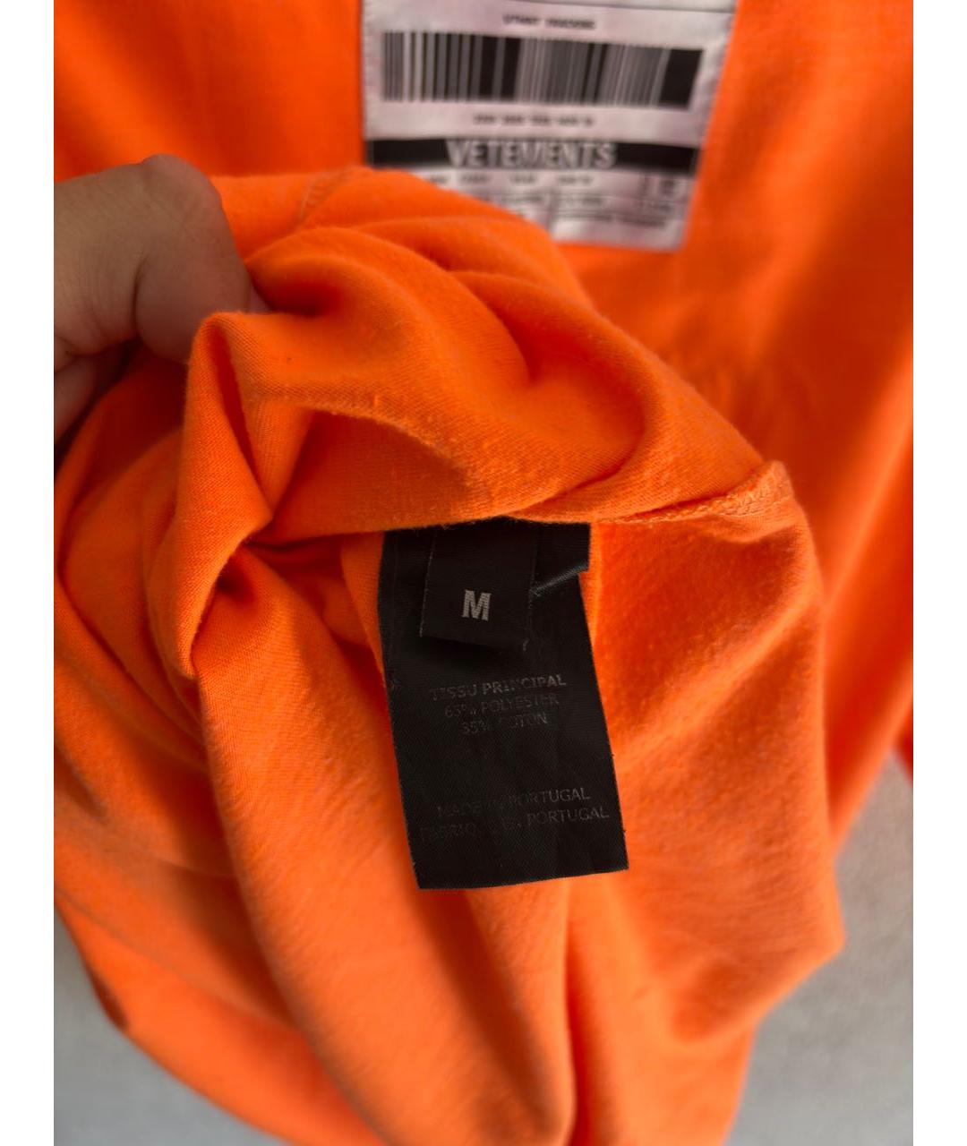 VETEMENTS Оранжевая хлопковая футболка, фото 3