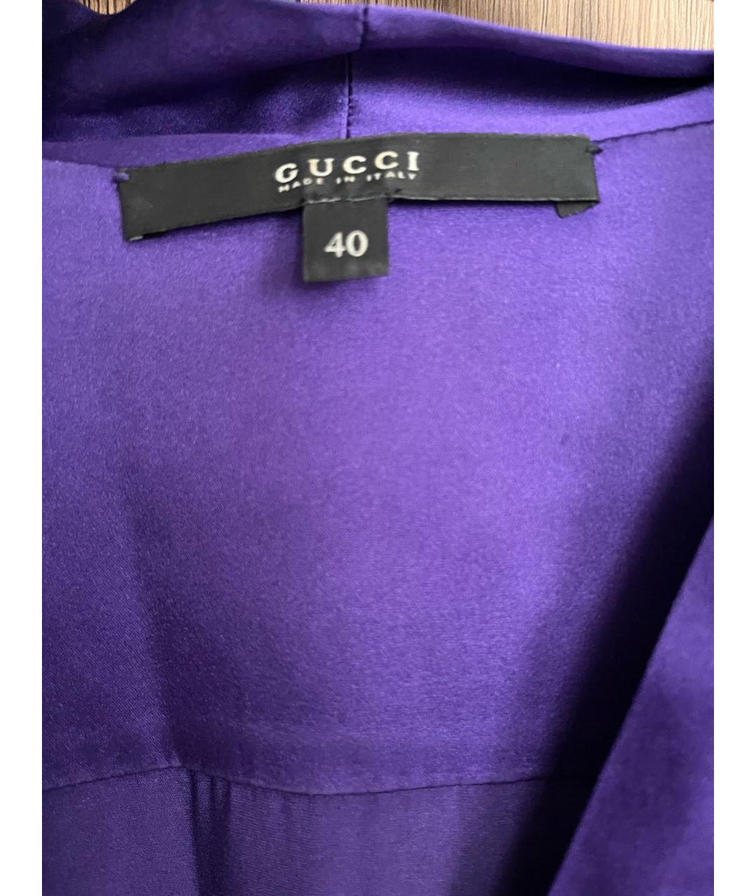 GUCCI Фиолетовая шелковая блузы, фото 4