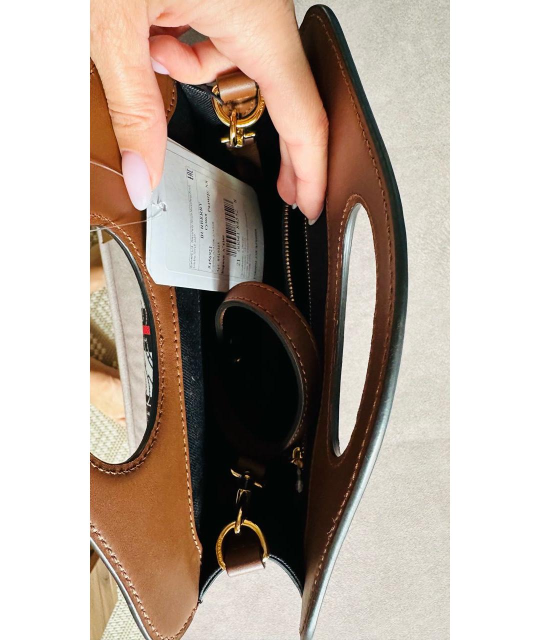 BURBERRY Коричневая кожаная сумка через плечо, фото 5