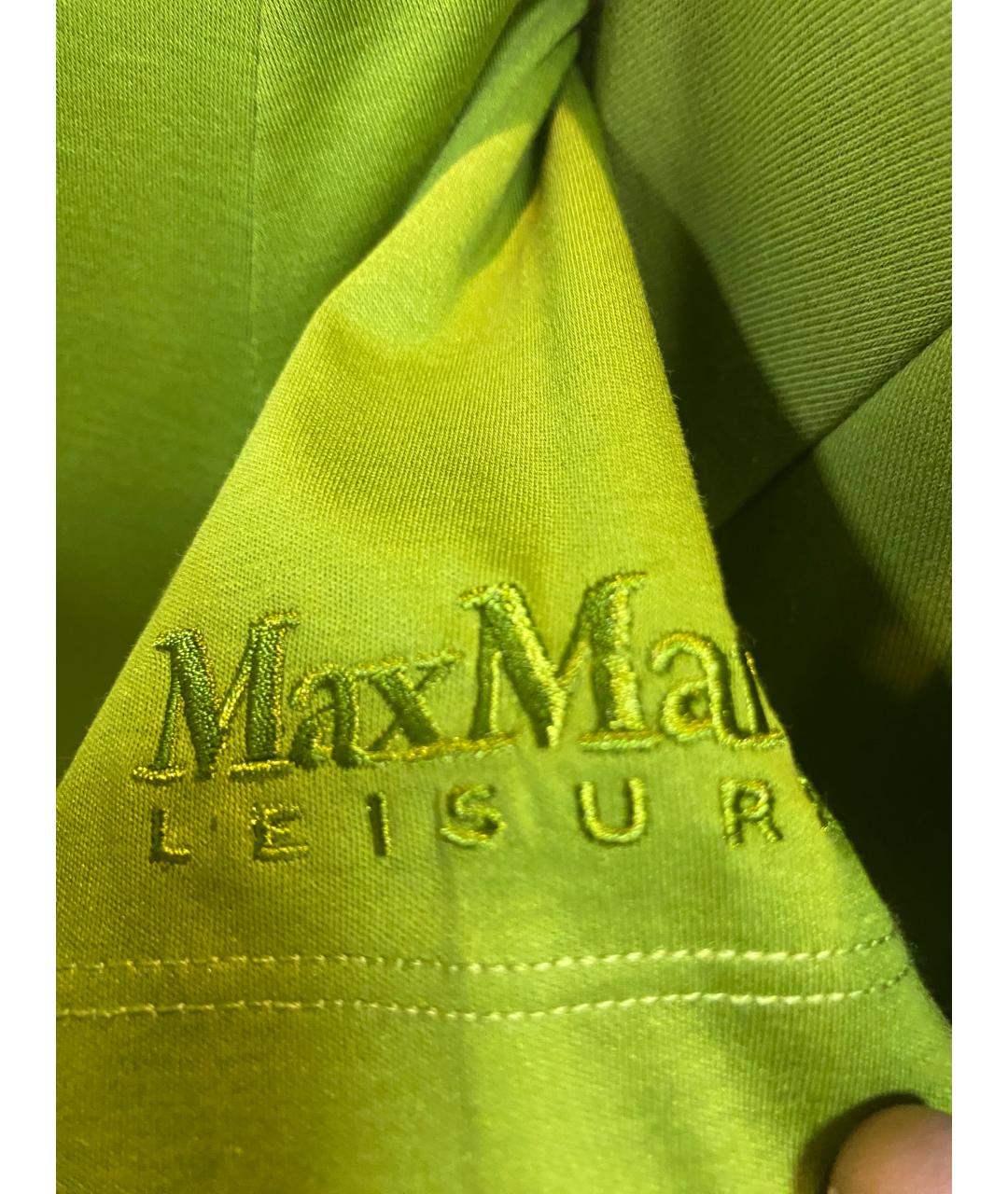 MAX MARA Зеленая хлопко-эластановая футболка, фото 3
