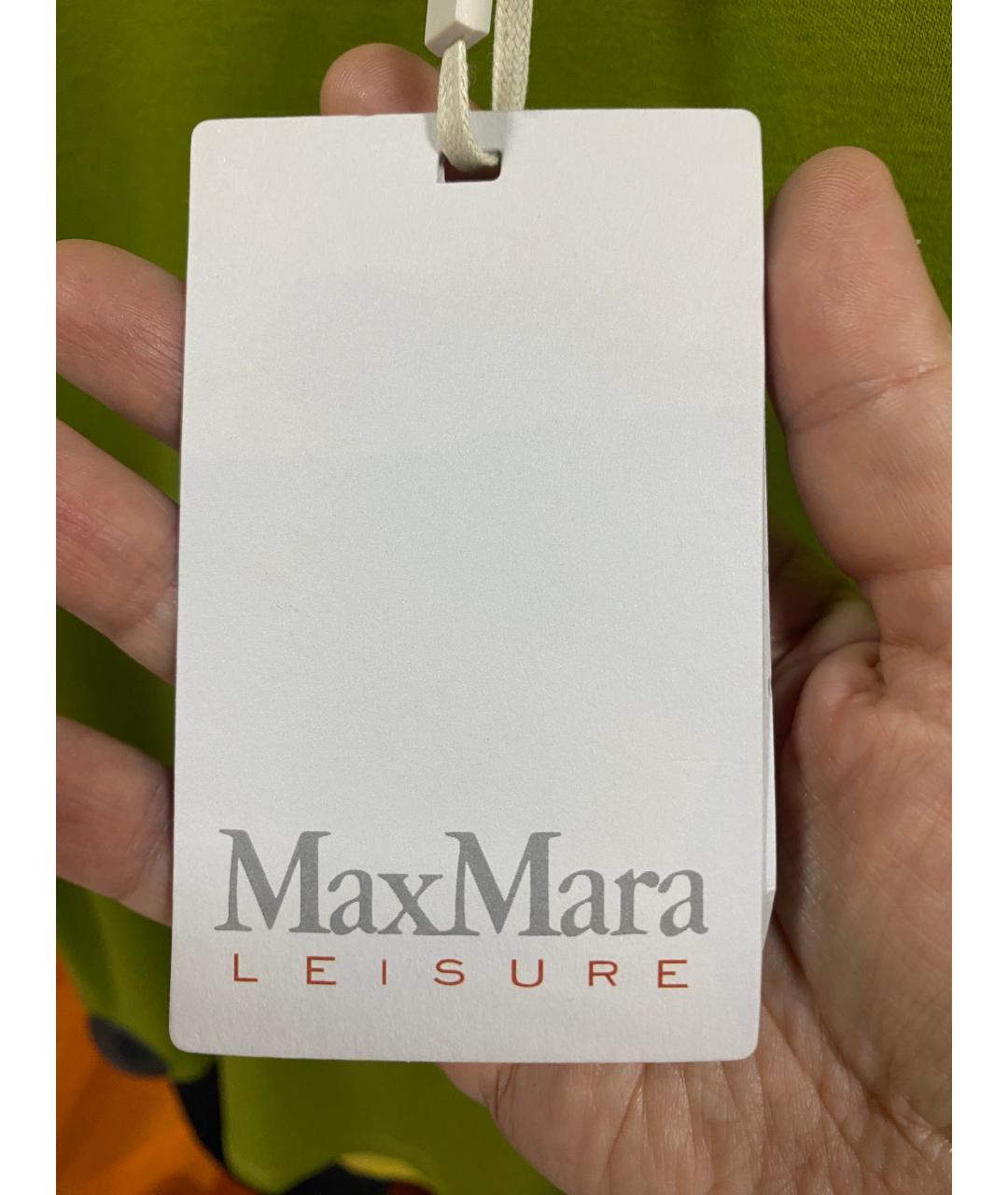 MAX MARA Зеленая хлопко-эластановая футболка, фото 4
