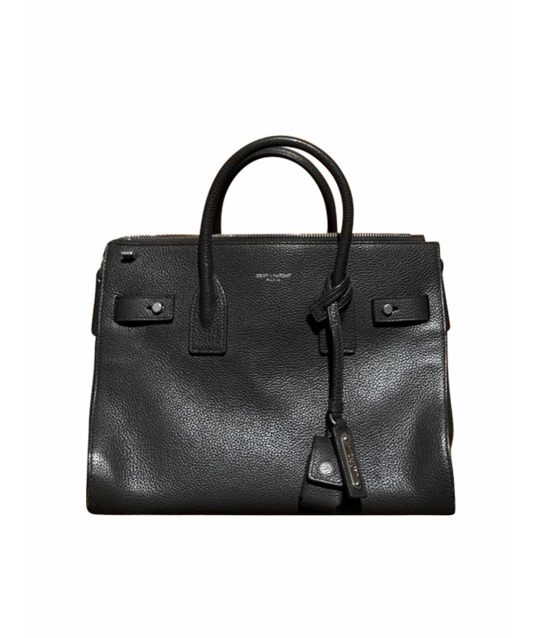 SAINT LAURENT Черная кожаная сумка тоут, фото 1