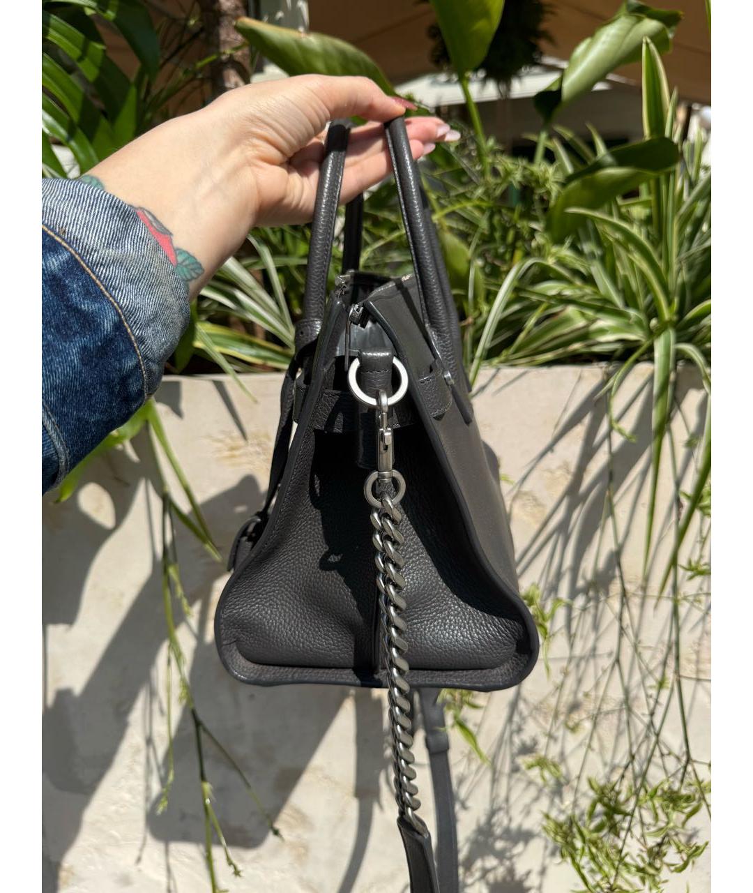 SAINT LAURENT Черная кожаная сумка тоут, фото 5