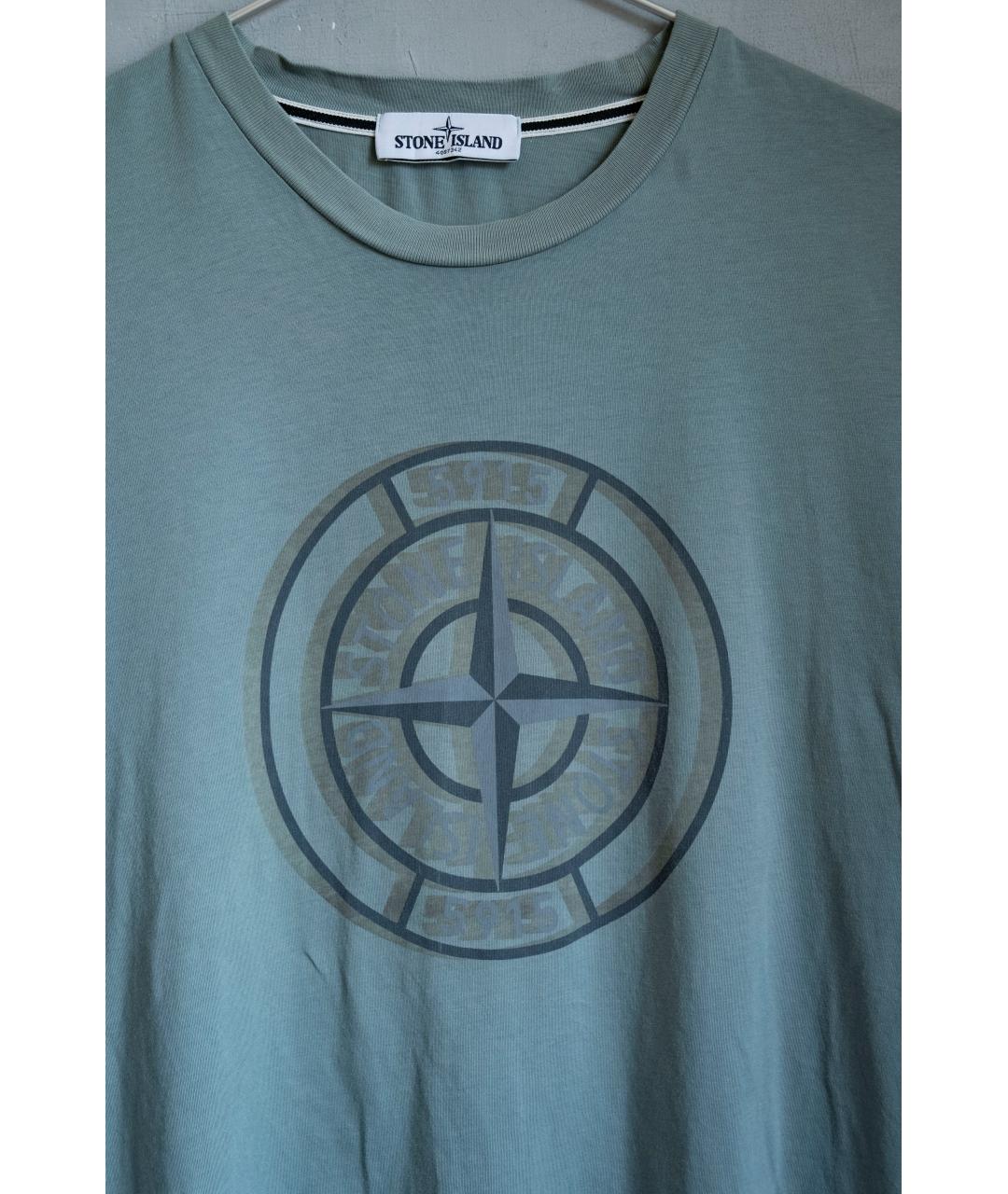 STONE ISLAND Зеленая хлопковая футболка, фото 6
