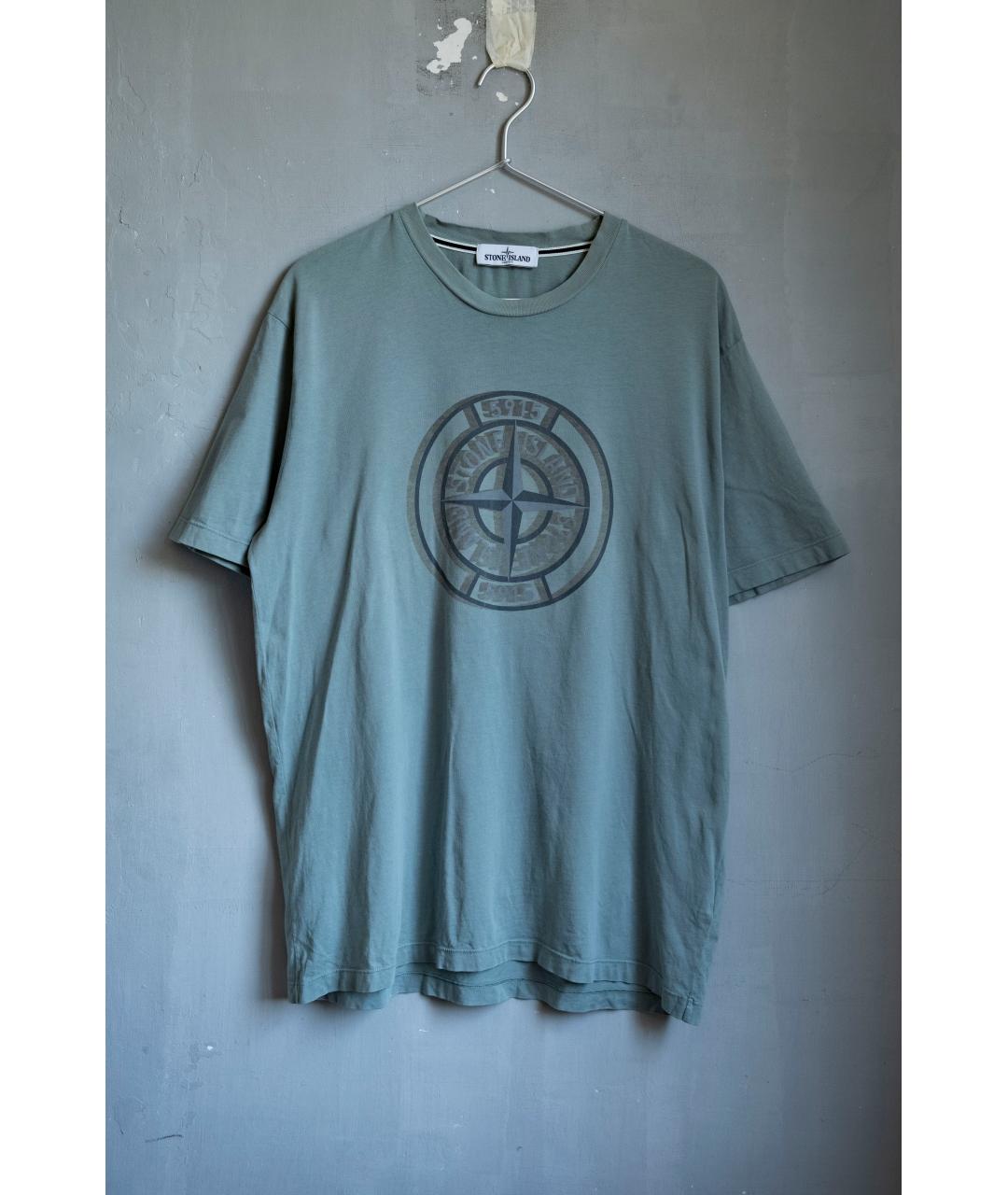 STONE ISLAND Зеленая хлопковая футболка, фото 7