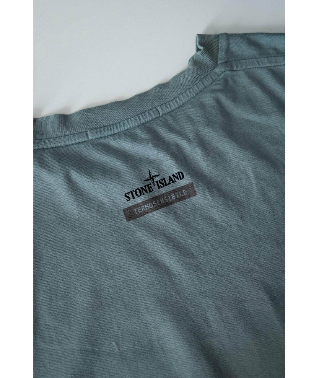 STONE ISLAND Зеленая хлопковая футболка, фото 4